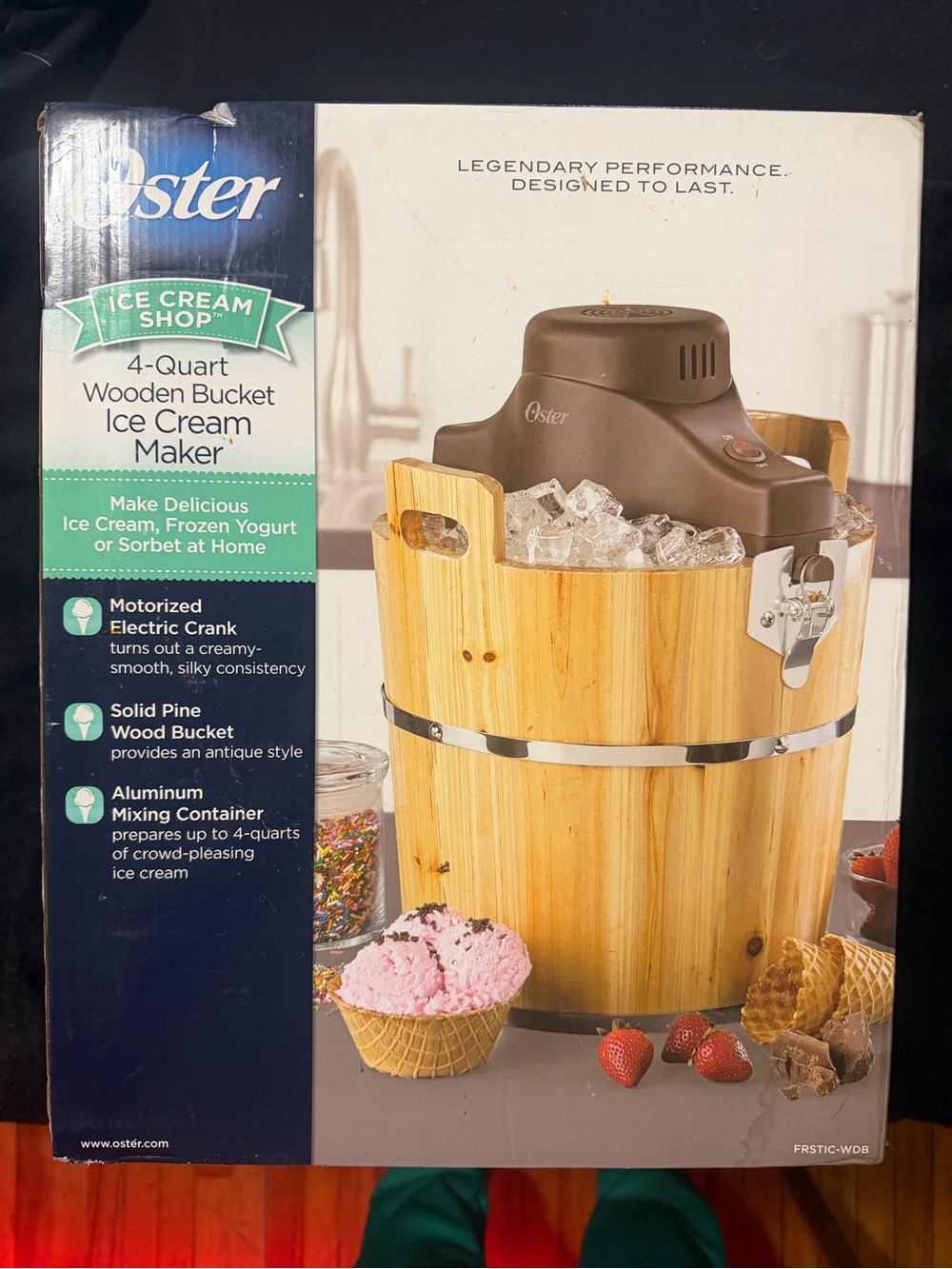 Oster 4-Quart Wooden Bucket Ice Cream Maker - Brown with Natural Wood